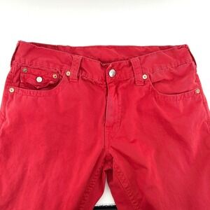 True Religion Ricky Big T Flap Straight Leg RARE Red Jeans Mens 36x34Tour Buddha